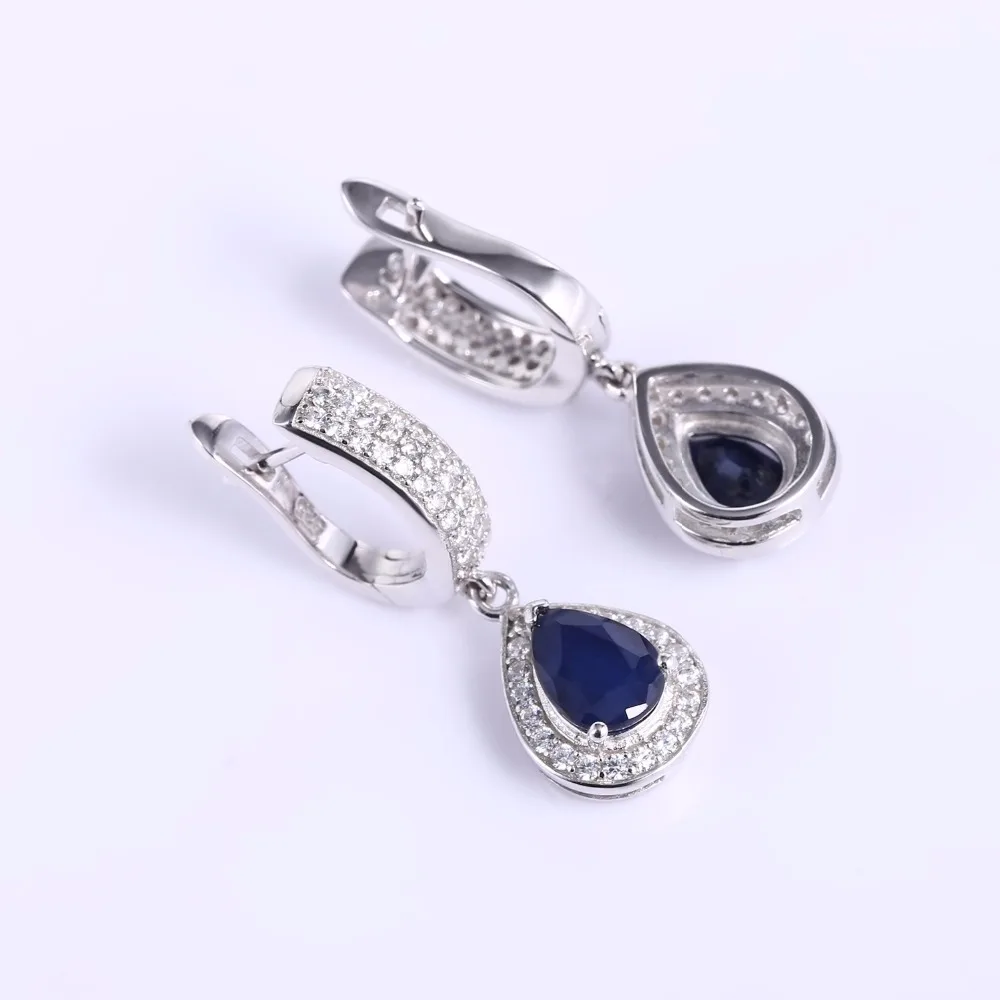 Gem's Ballet Лидер продаж 1.29Ct натуральный сапфир драгоценный камень Висячие серьги из натуральной 925 пробы серебряные женские серьги хорошее ювелирное изделие