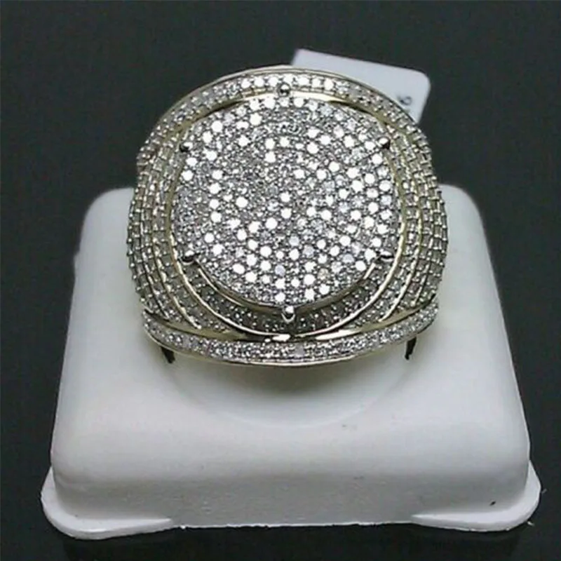 2019 Новый Лидер продаж Роскошный 18-karat позолоченное кольцо прозрачный Циркон Круглые Кольца для женщин для свадьбы, помолвки Ювелирные