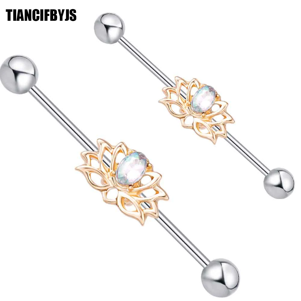 

TIANCIFBYJS Tree of Life Industrial Barbell Long Stainless Steel Helix Body Piercing Stud Ear Cartilage Plug Tunnel Tragus 20pcs