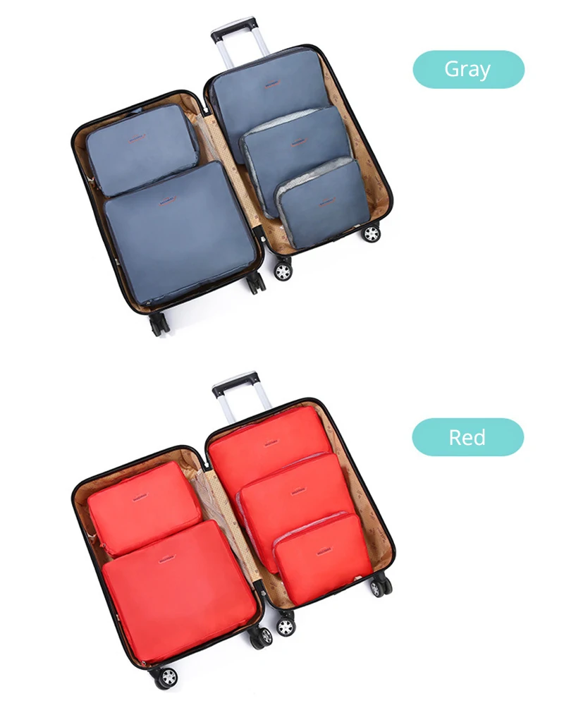 Одноцветная 5 шт. дорожная сумка для хранения Высококачественная полиэфирная сумка для хранения одежды набор из 5 переносных сумок для хранения для путешествий