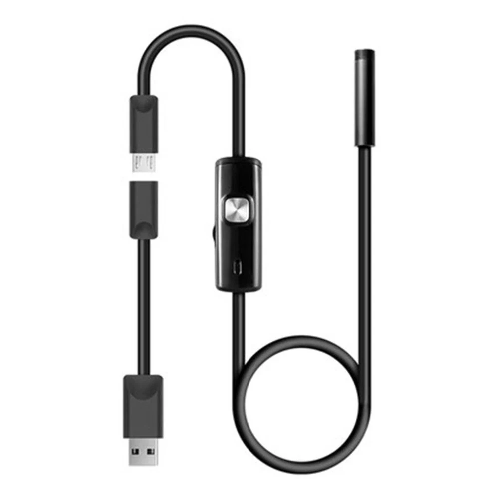 1/1. 5/2 м 7 мм объектив эндоскоп HD 480P USB OTG Змея эндоскоп Водонепроницаемый инспекции труб Камера бороскоп для телефона Android ПК