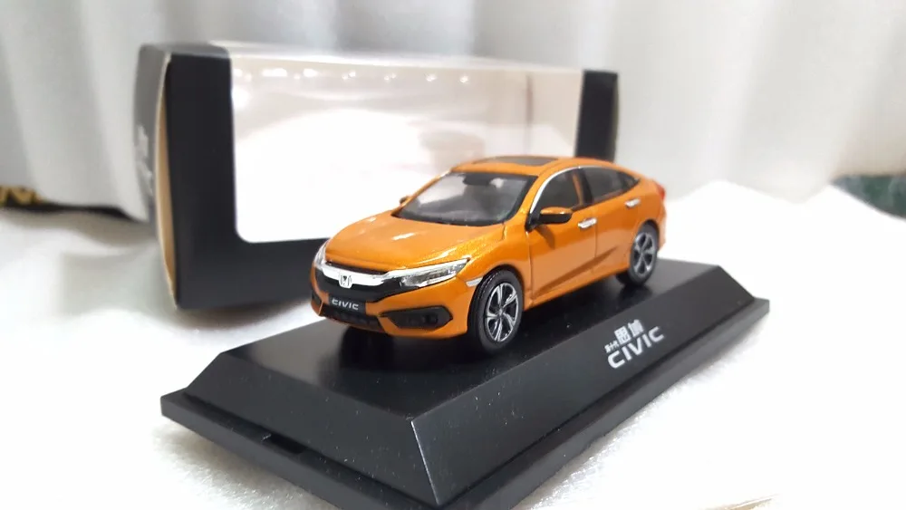 1:43 литая модель для Honda Civic 2016 MK10 оранжевая игрушечная машинка из сплава