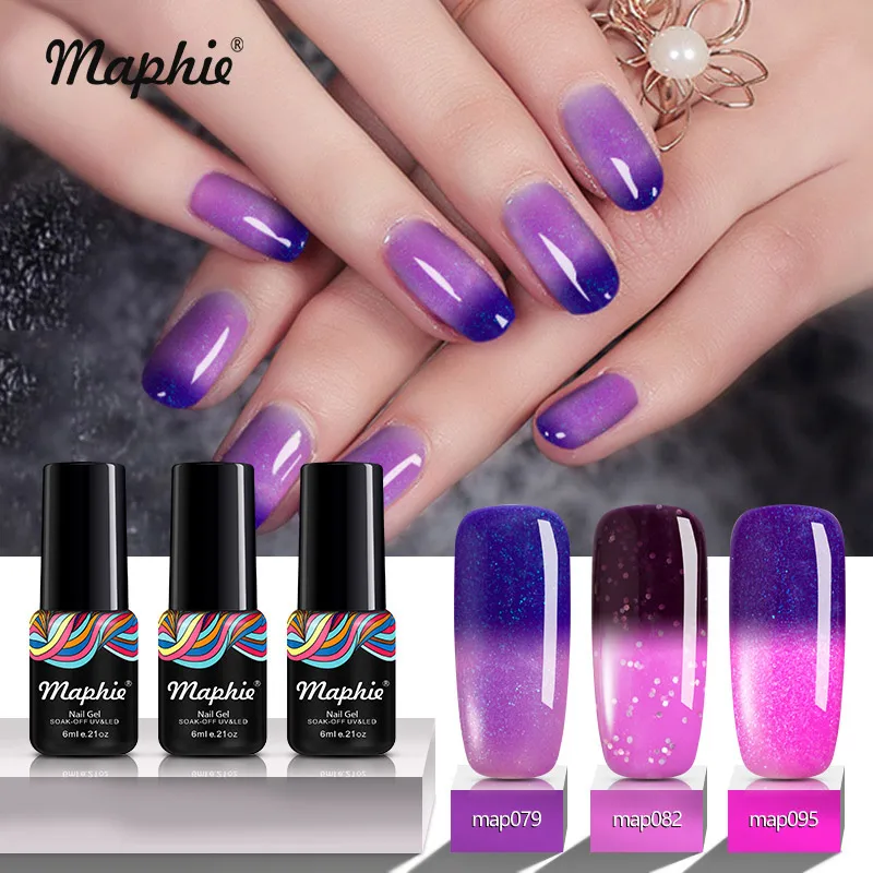 Maphie 3Pcs/Lot Thermal UV Nail Gel Polish Set Chameleon Temperature UV ...