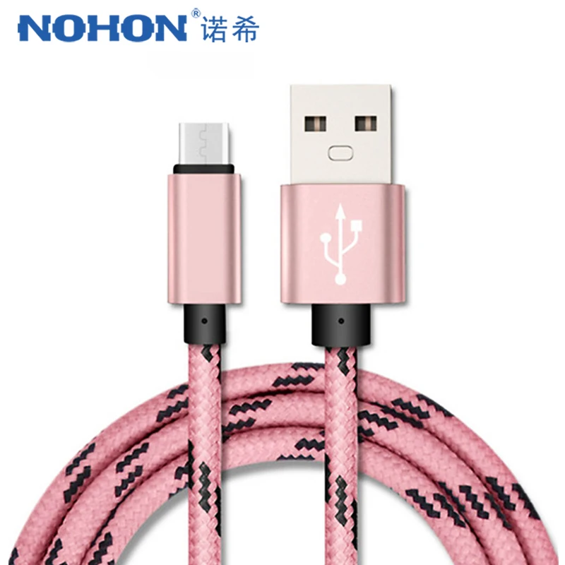 NOHON المصغّر usb النايلون كابل الشاحن لسامسونج غالاكسي S7 S6 لهواوي Xiaomi سريع شحن بيانات شاحن هاتف محمول يعمل بنظام تشغيل أندرويد الحبل خط