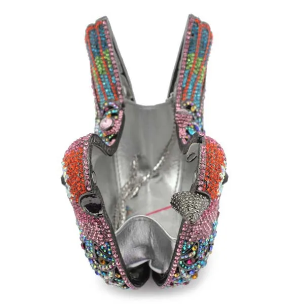 Новая мода жесткий чехол Птица Форма Кристалл Клатч со стразами женские сумки