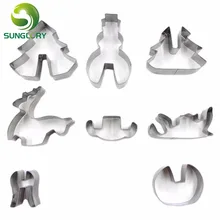 DIY 8 шт. Нержавеющая сталь 3D формочка для рождественского печенья набор форма для помады для бисквита украшения для тортов формы для выпечки печенья формы для выпечки