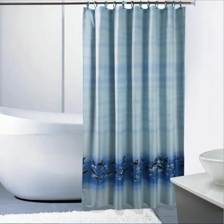 

New Dolphin Shower Curtain Bathroom Thicken Waterproof Mildew Thickened Polyester Fabric Shower Curtain