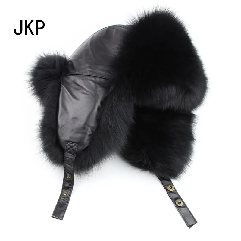 

New real Natural Raccoon Fox fur hat Men's raccoon fur cap Hot Sale