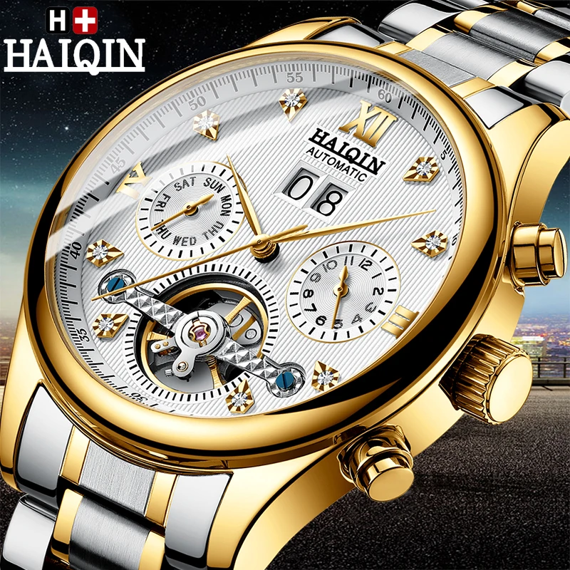 الرجال الساعات HAIQIN أعلى العلامة التجارية الفاخرة التلقائي الميكانيكية ووتش الرجال العسكرية للماء توربيون ساعة Relogio Masculino الرجال الساعات HAIQIN أعلى العلامة التجارية الفاخرة التلقائي الميكانيكية ووتش الرجال العسكرية للماء توربيون ساعة Relogio Masculino