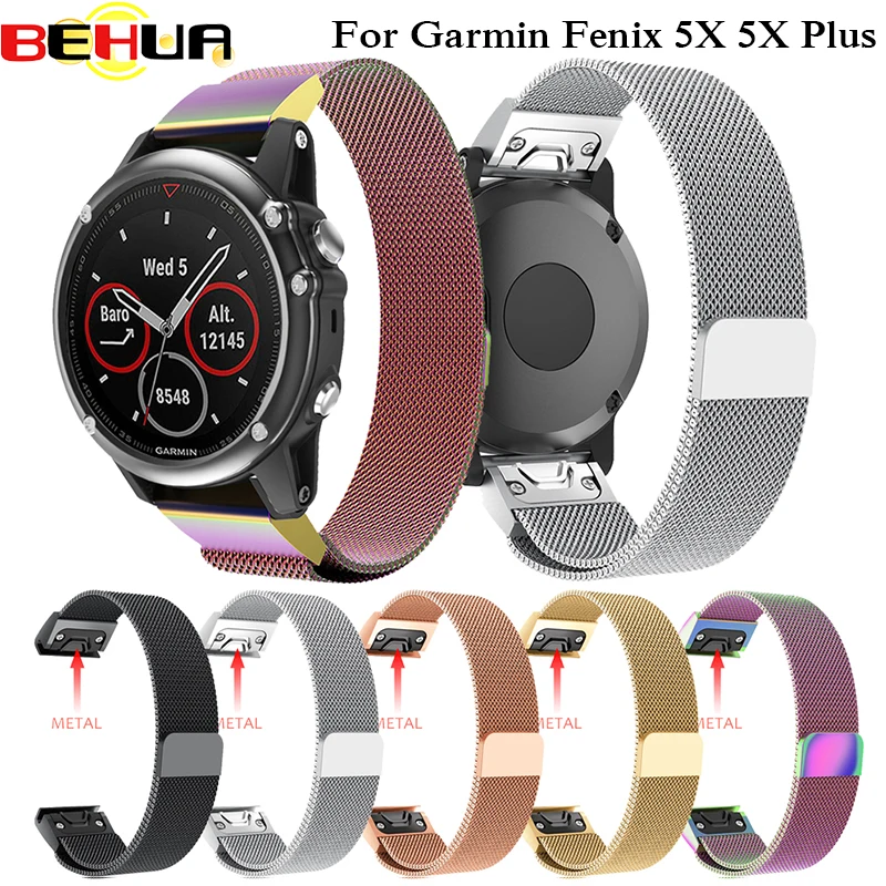 

Watch band strap For Garmin Fenix 5X 5X Plus Stainless Steel Milanese Loop GPS Bracelet watchband with Quick Release Easy fit