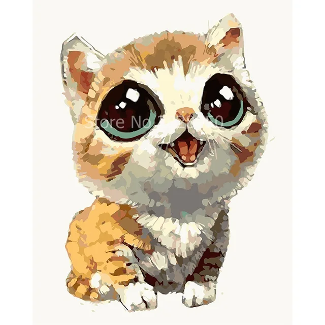 Cat Bayi Kawaii Hewan Diy Lukisan Dengan Nomor Kit Mewarnai Menggambar Rumah Karya Seni Minyak Lukisan Cat Bayi Kawaii Hewan Diy Lukisan Dengan Nomor Kit Mewarnai Menggambar Rumah Karya Seni Minyak Lukisan