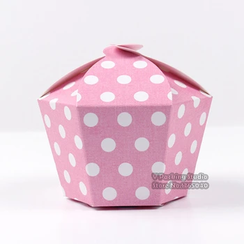 

9*9*9.5cm Pink Dot Candy Box Wedding Birthday Party Decoration Baby Shower Kids Favors Gift paper boxes Supplies 100pcs/lot