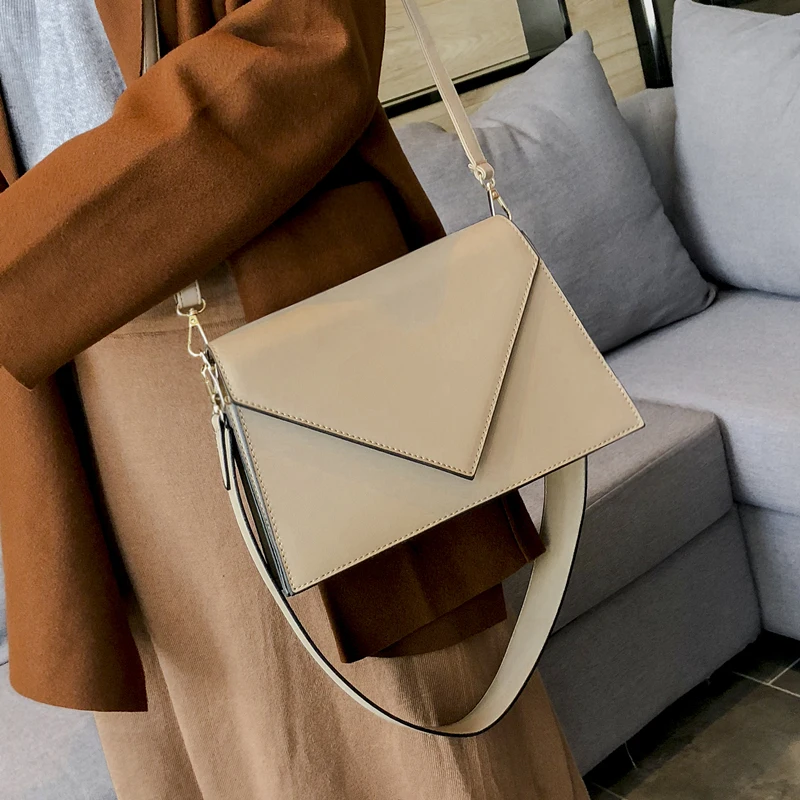 

2019 New Women's Bags Designer PU Leather Shoulder Triangle Messenger Bag Luxury Handbags Female Handbag Women Crossbody Bag 283
