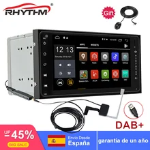 2din автомобильный dab радио android 9,0 четырехъядерный для Toyota Hilux Camry Corolla Prado RAV4 gps+ Wifi+ Bluetooth+ RDS+ FM+ 1080P+ TPMS+ MIC+ OBD2