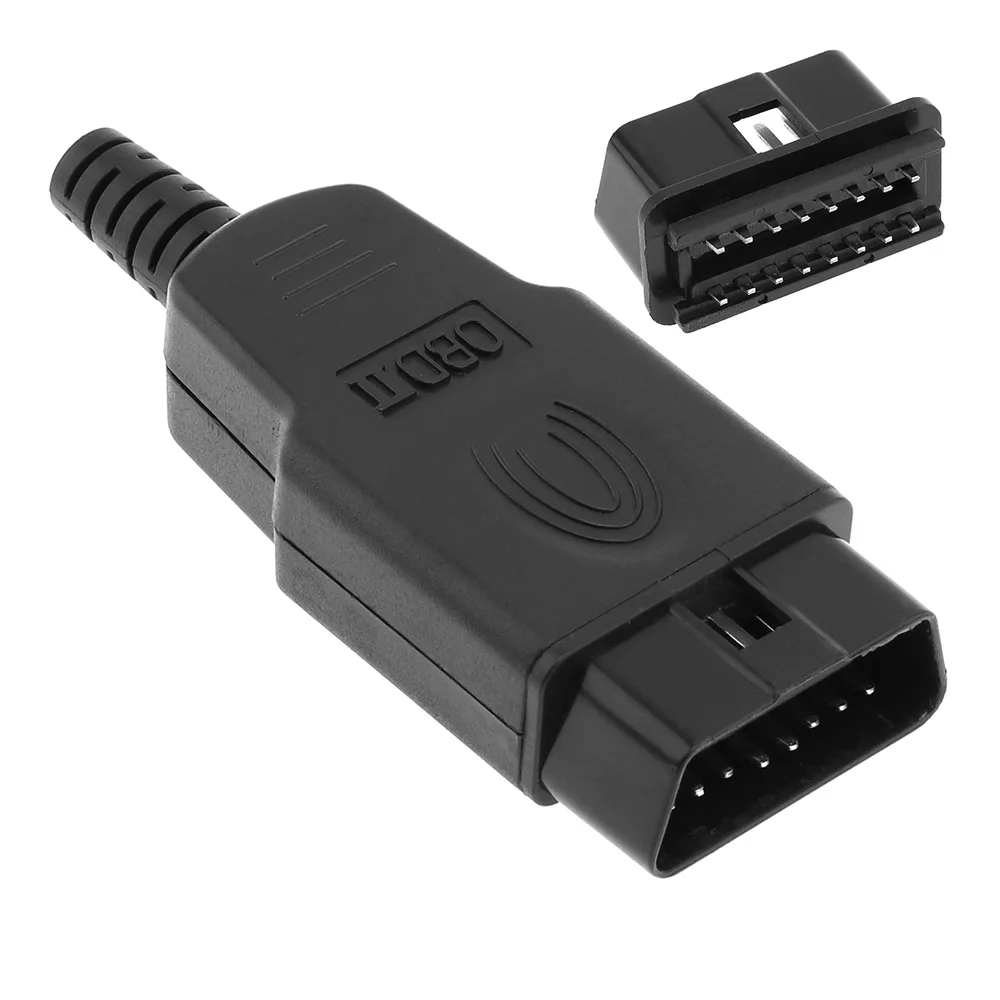 

OBDII OBD 2 DIY 16 Pin Male Extension Opening Cable Car Diagnostic Interface Connector Plug Adapter with SR Shell and Screw
