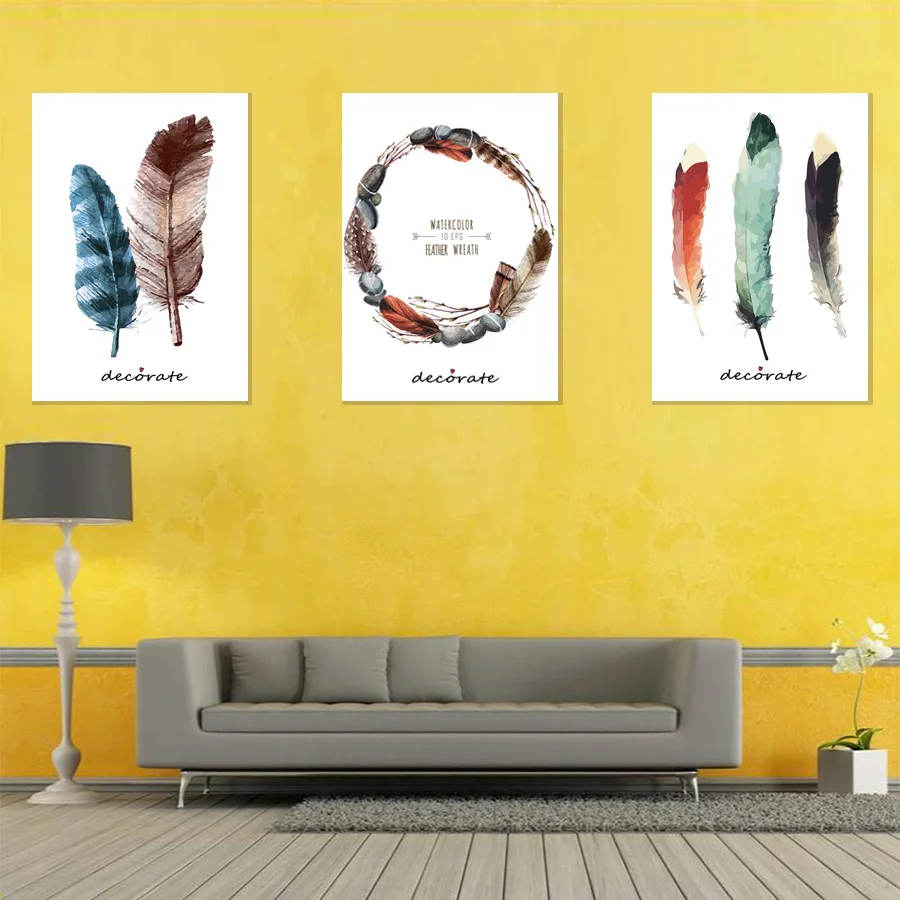 Colored Feather Head Rings HD Print Canvas Paintings Wall Artwork Prints Picture Home Decor for Living Room | Дом и сад