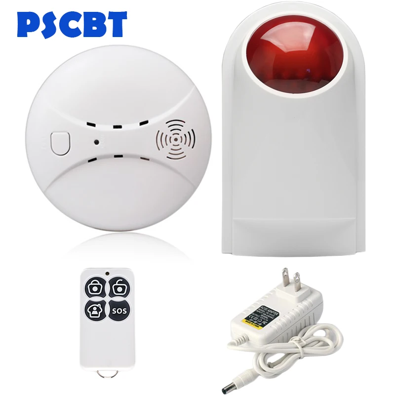

PSCBT Fire Spot Alarm Siren Smoke Detector Protection Sensor Home Warehouse Smog Fire Emergency Button Alarm for office