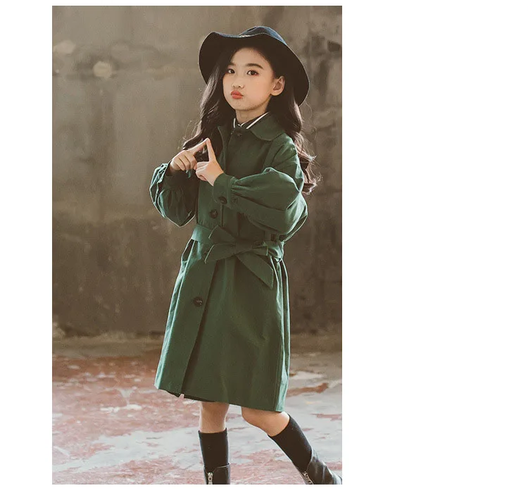 khaki green long belt jackets for teenage boys long sleeve trench coat kids outerwear top clothing children jacket for baby girl (25)