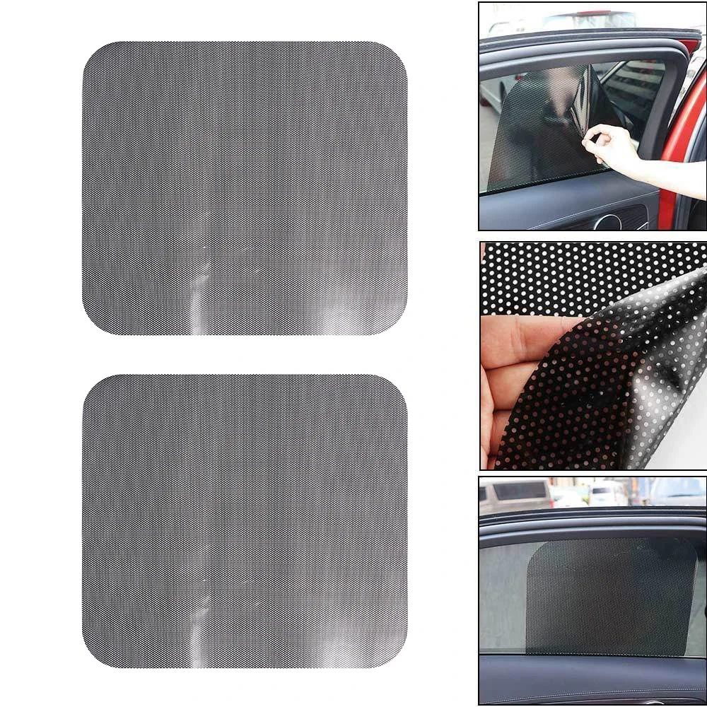 2pcs Black Side Car Sun Shades Rear Window Sunshade Cover Block Static