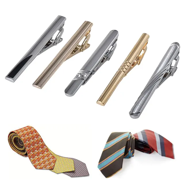 5pcs/pack Business Tie Clips Men Luxury Solid Color Classic Metal Alloy
