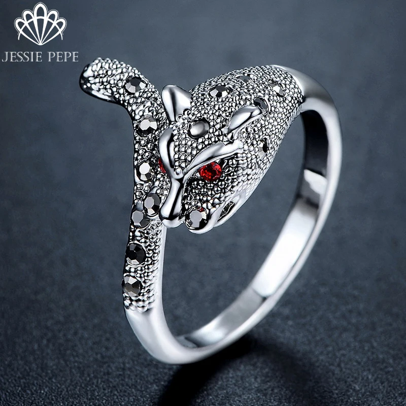 

Jessie Pepe 2017 New Arrival Antique Color Leopard Ring for Women with Red Stone # J-L2151