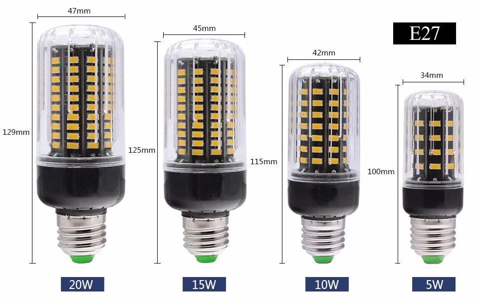 SMD5736 E14/E27 светодиодные лампы 38-125Led AC120V 220 V Высокая Мощность Bombillas свет без мерцания дизайн Lamapada светодиодные лампы 5 Вт 10 Вт 15 Вт, 20 Вт