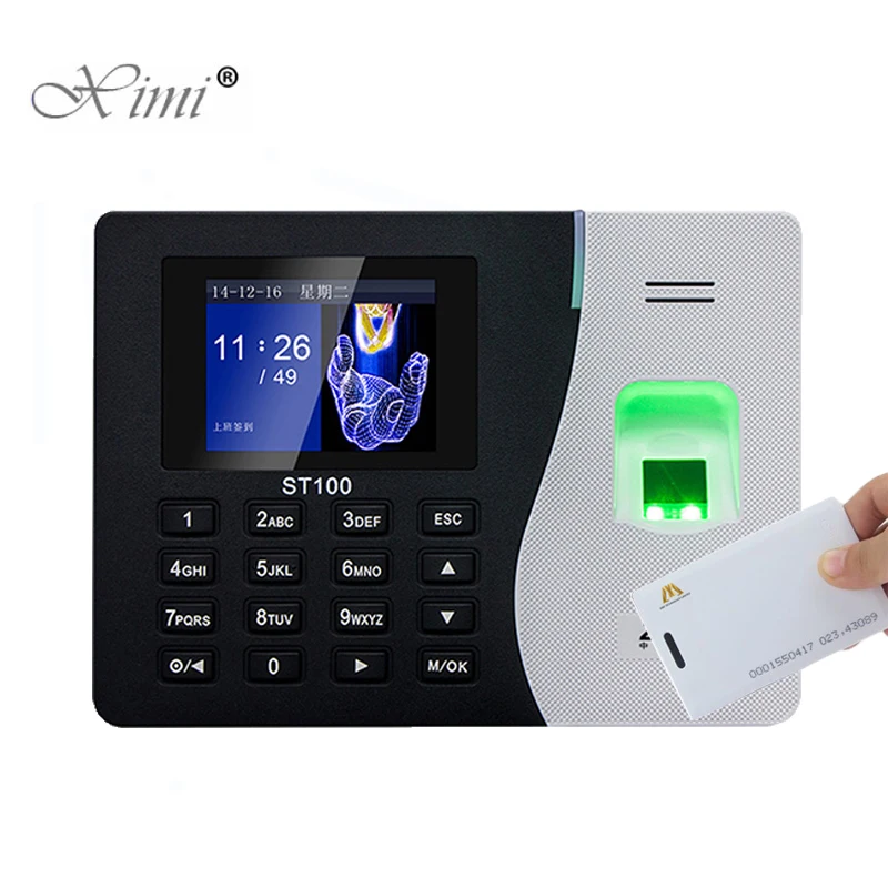 ССР отпечатков пальцев часы-Регистратор посещений Регистраторы с 125 кГц RFID Card Reader ZK ST100 сотрудника устройство распознавания