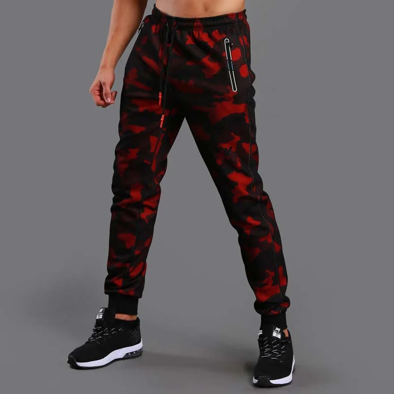 Новые летние фитнес спортивные трико для бега для мужчин беговые обтягивающие спортивные Леггинсы спортивные упражнения для брюк Jogger Camo Спортивный костюм - Color: Red