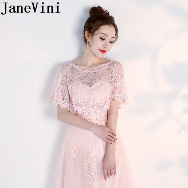 JaneVini Hot Selling Black Evening Shrug White Lace Bridal Wrap Boleros Cape Etole Mariage Women Short Wedding Bolero Jacket