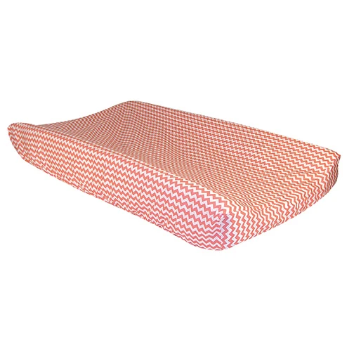 Trend Lab 109948 CHANGING PAD COVER - CORAL PINK AND WHITE CHEVRON (1)