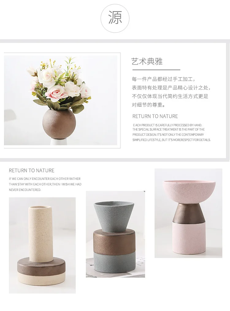 Грубая матовая керамическая ваза, европейская домашняя гостиная, керамический крафтовый контейнер для горшков, цветная глазурь, ваза для украшения посуды