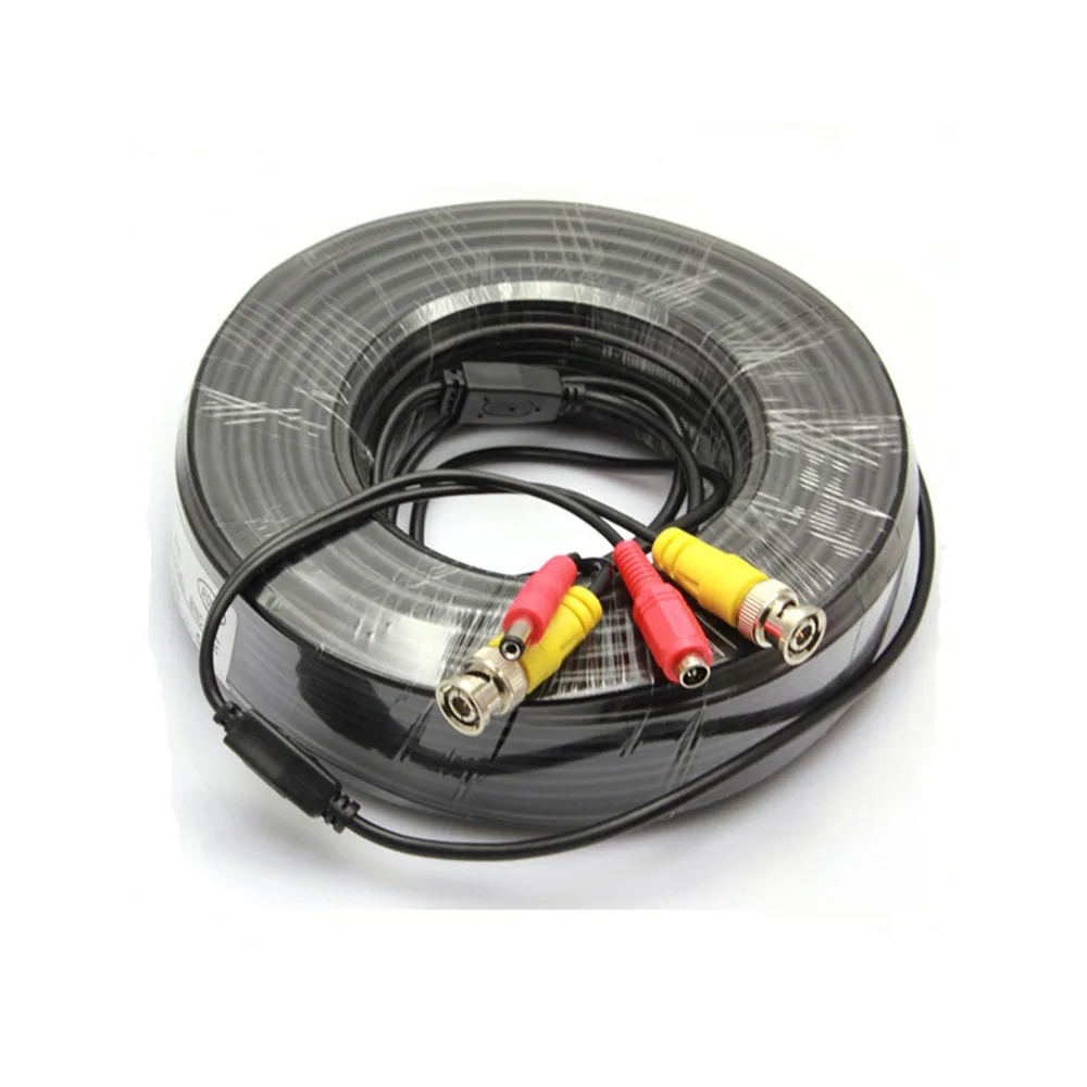 Высокое качество 40 м CCTV кабель BNC+ DC штекер видео и кабель питания для CCTV камеры и DVRs черный цвет коаксиальный кабель