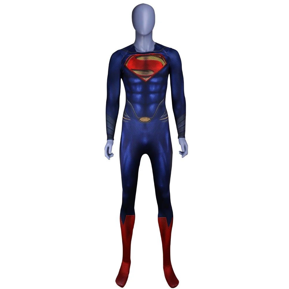 Superman Costume - Man Of Steel Cosplay Outfit with Deluxe 3D Print Jumpsuit and Red Cape for Superhero Halloween Zentai image 5