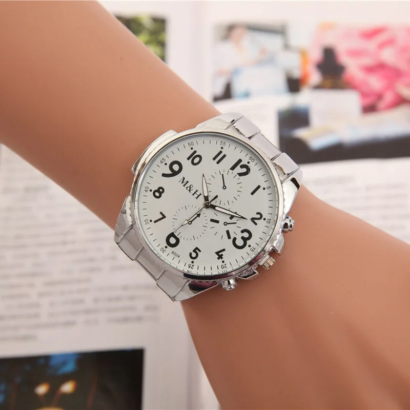 

Men's Watch Stainless Steel Strap Quartz-Watch Digital Dial Wristwatch Male Watches Business Dress Clock Gifts Relogio Masculi