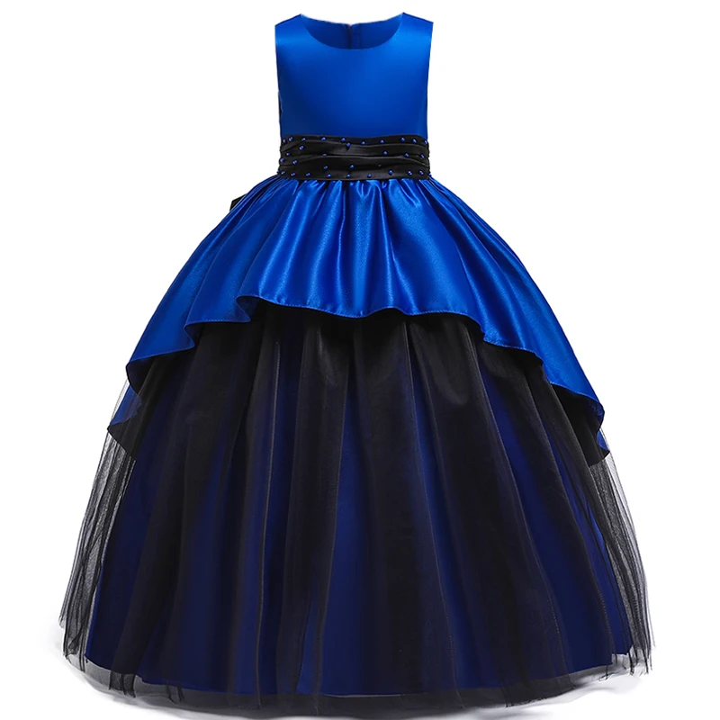 

New 2019 Layered Long Evening Dress Girl Gown Kids Dresses For Girls Children Princess Party Wedding Dress Elegant 5 10 12 Years