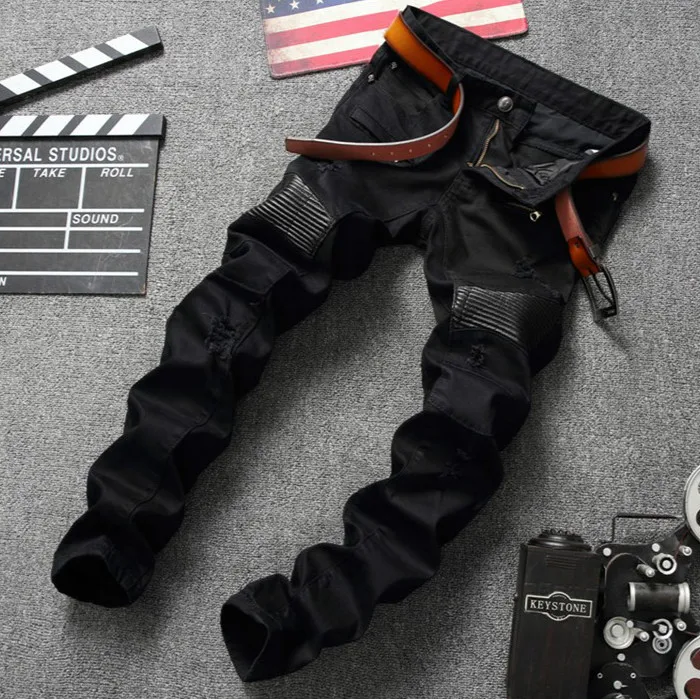 High-Quality-Men-PU-leather-Men-jeans-Casual-Design-Biker-Jeans-Men-Slim-Denim-Straight-Hip (6)