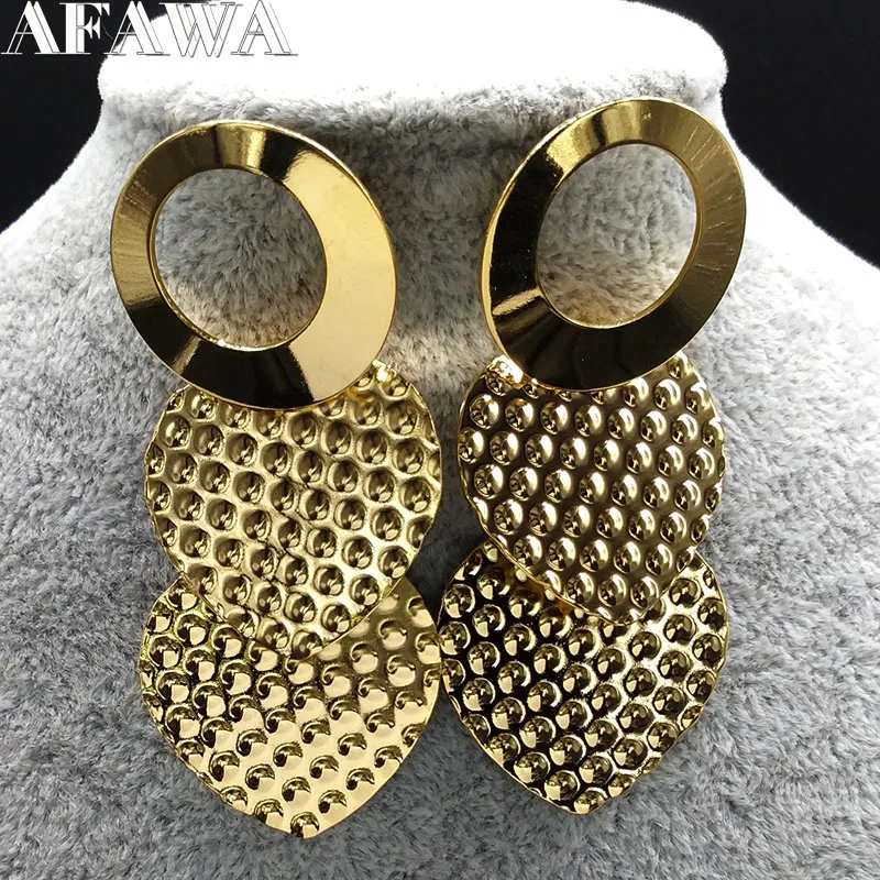 

2019 Big Long Stainless Steel Gold Color Fashion Multilayer Earring for Women Indian Jewelry boucle d oreille E612546