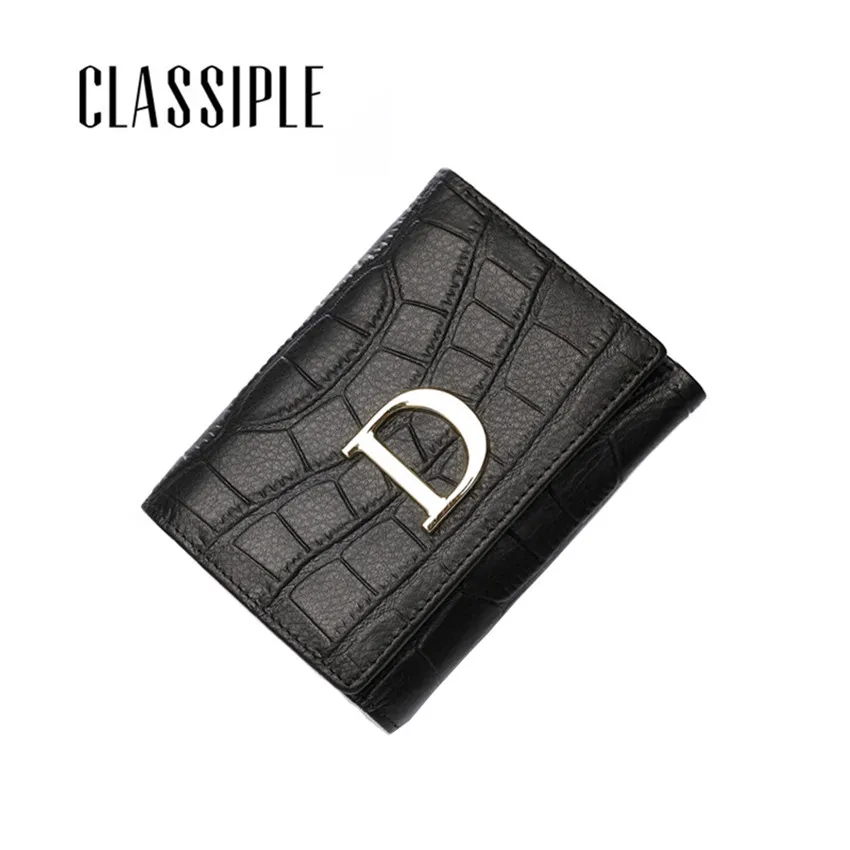Luxury Brand Women Wallets Genuine Leather Wallet Short Black Alligator Womens Wallets Small Cards Coin Purse Girl Lady Purses