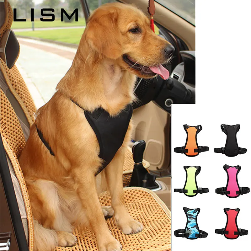 

Pet Dog Car Seat Belt Mesh Pet Dogs Safety Car Carries Harness Soft Padded Vest Vehicle Seatbelt Lead Leash Nylon For All Car
