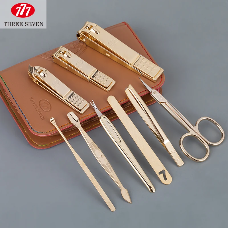 Finger scissors set 9 piece set size muleshoe eyebrow scissors nail clipper dead shovel ershao gold and silver 777