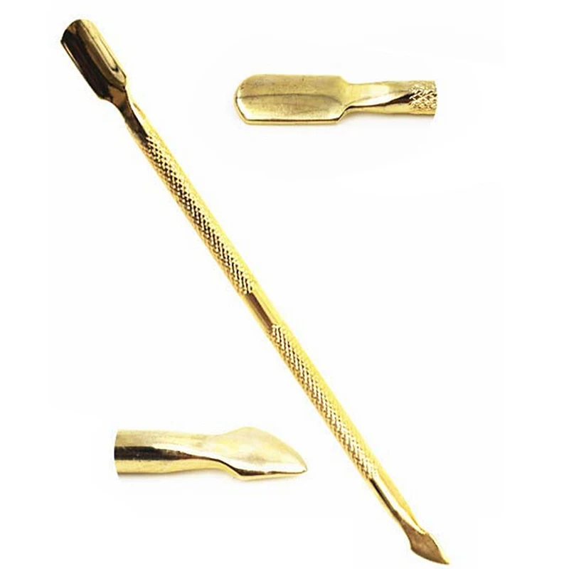 Нержавеющая сталь золотого цвета кутикулы толкатель триммер для удаления педикюра ногтей инструменты 14,5 см