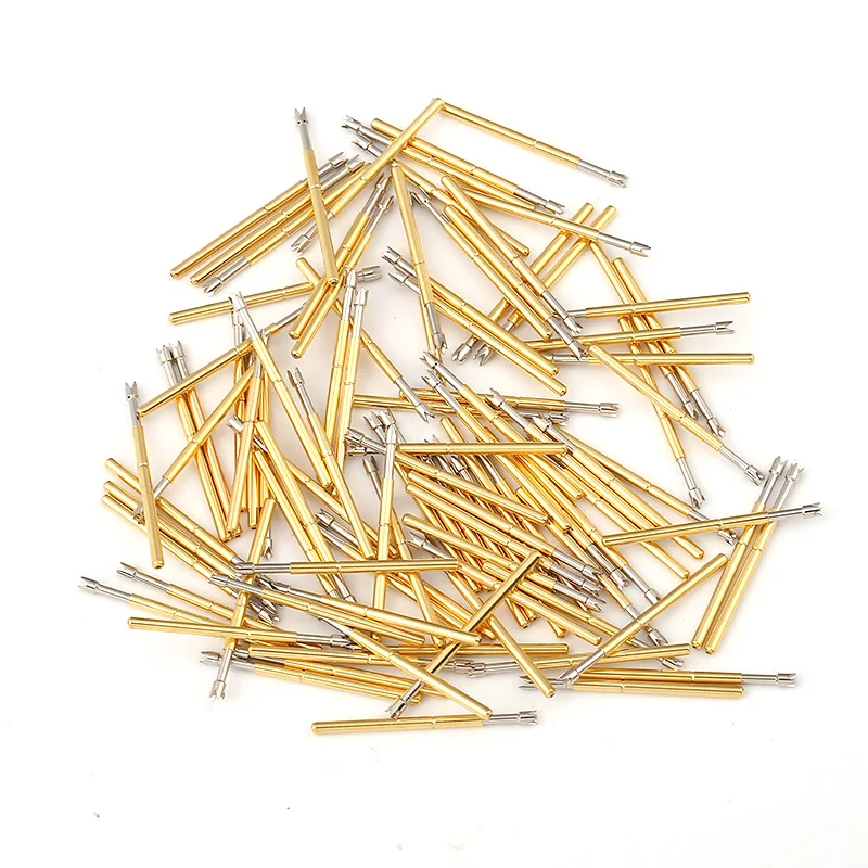 100Pcs P160-Q2 Nickel Plated Springs Test Probe Brass Tube Outer Diameter 1.36mm Total Length 24.5mm Electronic Test Probe Tool
