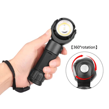 

Rotating Flashlight 360 degrees T6+COB LED Torch Micro USB Charging Battery Powered 26650/18650 Tail with Magnet Flashlight