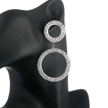 Большие Кристальные серьги для женщин, стразы, массивные серьги, элегантные серьги для свадебной вечеринки, трендовые новые модные ювелирные изделия