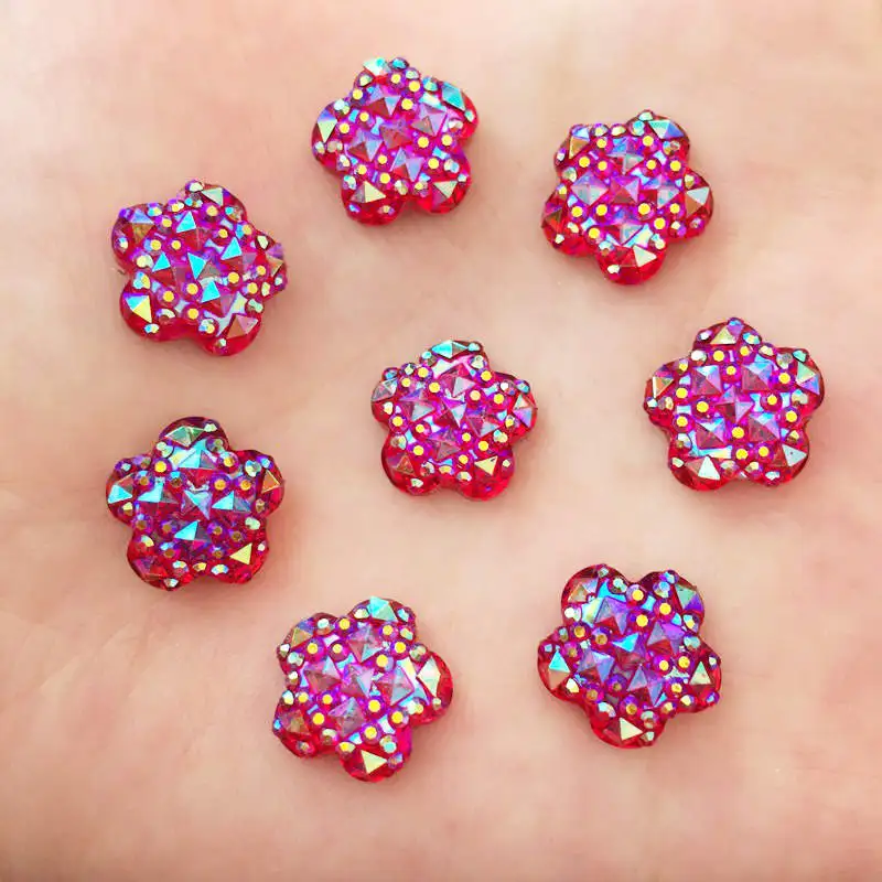 

DIY 80PCS 12mm AB Flower Resin Rhinestone Flatback Scrapbooking Phone Case Craft K427*2