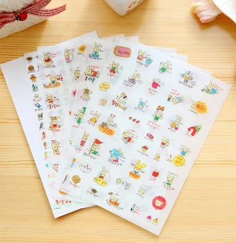 

6 Lovely cat rabbit sticker Planner Journal DIY Scrapbook Diary Phone Decoration Notebook Ablums Decorative office school supply