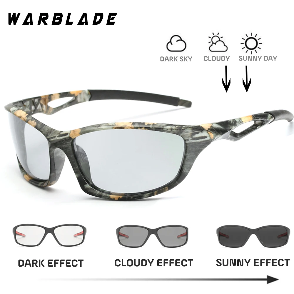 

Photochromic Sunglasses Polarized Men Sport Sun glasses Camo Frame Eyewear UV400 Polaroid Oculos De Sol WarBLade