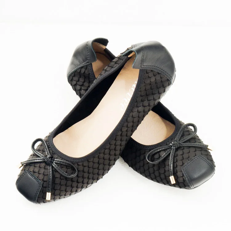 Genuine Leather Women Soft Flats Women Slip-on Shoes Square Toe Elegant Office Lady Shoes for Party Causal Baleriny Woman Loafer (59)