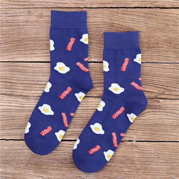 Мужские сумасшедший, счастливый носки, банан, яйцо, колбаса, пищевые носки, веселое пиво, новинка, забавные носки унисекс, креативный узор, женские носки, уличная одежда - Цвет: 1