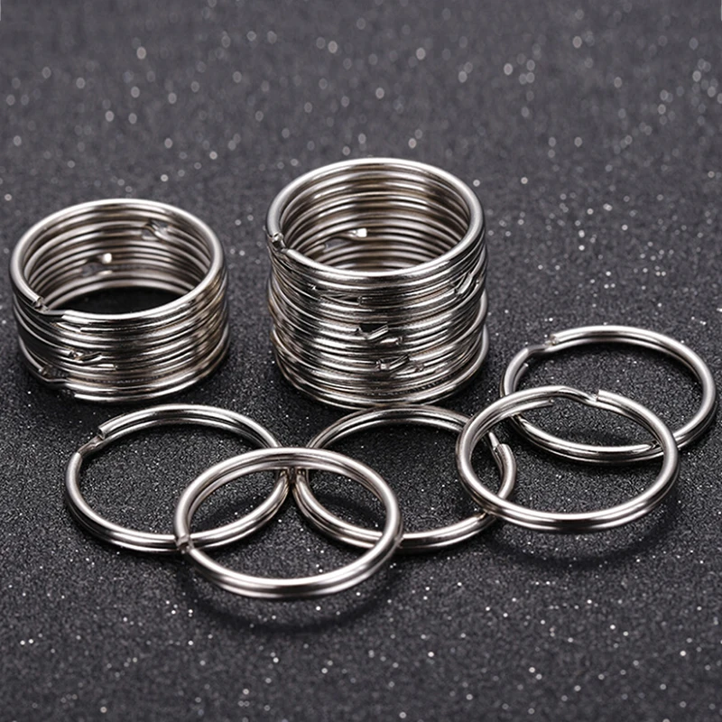 50PCS DIY Polished Silver Key Holder Split Ring Keyrings Key Chain Hoop Loop